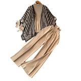 Korean Version Of Chic Fashion Set Women's Long-Sleeved Knitted Top Coat + High-Rise Display Thin Leg Straight Trousers Three-Piece Set