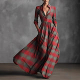 2025 Women's Round Neck Long Sleeves Pure Dress Dress Tight Waist Thin