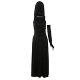 2025 Summer New Women's Solid Color Sexy High-Waisted Hip Hooded Dress Woman