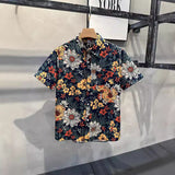 Fashion Short Sleeve Flower Shirt Men's Summer 2025 New Premium Sense Hawaiian Beach Half-Sleeved Shirt Youth Shirt