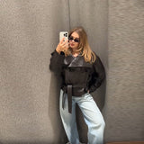 Explosion 2025 Autumn New Fashion High-End Collar Collar With Leather Coat