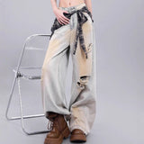 Small Man Dark High Street Heavy Industry Design Water Washing Multi-Pocket Loose Straight Legs Workwear Jeans Women's Tide