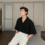 Men's Cuban-Collared Shirt Short-Sleeved Shirt 2025 New Summer Loose Fashion Shirt