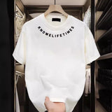 Cute Cotton Without Gender Short-Sleeved T-Shirt Men's Casual Half-Sleeved Neck Print Round Collar Top