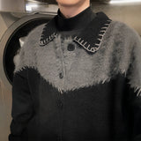 Black Stitched Knitted Jersey Jacket Oversize Winter 2025 New Trend Design For Couples Sweater