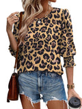 25 Color Women's Clothing 2025 Autumn Loose Leisure Printing Seven-Sleeve Round-Neck T-Shirt Top