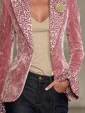 2025 Women's Coat Suit Long Sleeve Collar Digital Print Top Small Suit