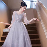 Evening Dress Banquet Light Luxury Niche Host Dignified Atmospheric Dinner Long Long Sleeve Dress Student Art Exam Dress