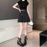 New Chinese A-Dress Skirt Women's Early Autumn Black Short Skirt New Bag Hip Skirt High Waist Thin 100-Fold Skirt Package Post
