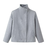 2025 Women's Autumn New Fashion Asymmetric Blending Short Loose Coat Coat
