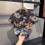 Fashion Short Sleeve Flower Shirt Men's Summer 2025 New Premium Sense Hawaiian Beach Half-Sleeved Shirt Youth Shirt