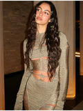 Fashion Simple Design Sliced Knitted Fishtail Dress 2025 New Dress
