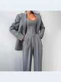 2025 Women's Fashion Casual Suit Temperament Elegant Women's Blazer Trousers Three Pieces