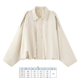 Women's 2025 New Bat Sleeve Loose-Fitting Velvet Bomber Jacket Jacket