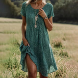 Summer Hot Selling Literary And Art National Wind Round Collar Long Dress