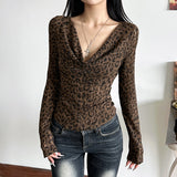 2025 Autumn And Winter New Women's Fashion Retro Hot Girls Collar Hole Printing Bottom Top