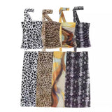 2025 Summer New Breast-Wear Women's Fashion Animal Print Leopard Pattern Net Skirt Suit