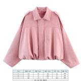 Women's 2025 New Bat Sleeve Loose-Fitting Velvet Bomber Jacket Jacket