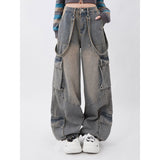 Jeans Women Autumn Dopamine Wearing Retro Work Pants To Make Old Pocket Design Straight Trousers
