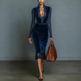 2025 Women's Short Sleeve French Autumn/Winter Zipper Long Sleeve Dress