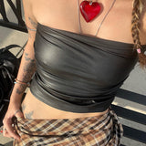 2025 Summer Fashion Trend Women's New Word Shoulder Repair Bare Back Solid Color Small Vest