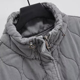 Ins Autumn 2025 New Women's Gray Collar Sleeveless Cotton Vest Washer