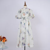 Summer Court Style High Design Feeling Heavy Industry Nail Drill Short Sleeve Single Buckle Dress + Sling