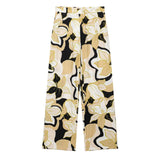 Printed Shirt Casual Suit Spring Jacket Seven-Sleeve Loose Top Broad Leg Trousers Two Sets Of Women