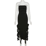Spring 2025 Fashion Trend Women's New One-Word Shoulder Bra Bag Hips Irregular Dress
