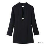 2025 Autumn New Knitted Shirt Round-Neck Solid Color Loose Set Female Retro