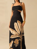2025 Spring Summer New Women's Black Bare Back Sling Skirt