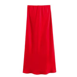 2025 Autumn New Women's Fashion Silk Silk Texture Multi-Color Printing Fan Flute Skirt