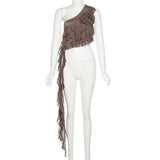 Spring 2025 Fashion Trend Women's New Slanted Shoulder To Expose The Ears Of The Solid Color Vest