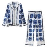 2025 Summer New Women's Loose Casual Printed Shirt Straight Trousers