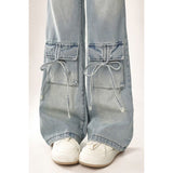 Fat Mm Vintage Love Embroidered Style Jeans Women Big Size Niche Hottie Loose Thin Broad Leg Trousers