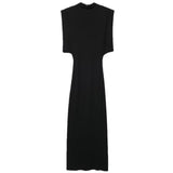 New Winter Women's Temperament Thin With Cushioned Shoulder Knit Dress