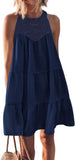 2025 Summer Sleeveless Dresses Casual Sleeveless A-Line Hierarchal Swing Vest Skirt Beach Vacation Mini