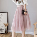 Net Yarn Skirt Women's Summer Long A Skirt High Waist 100 Folding Skirt 2025 Thin Soft Hanging Yarn Skirt