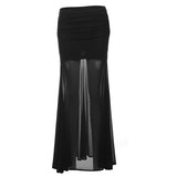2025 Summer Women's New Black Sexy One-Word Shoulder Zipper Short Outer Wearing Thin Vest