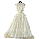 French Retro Romantic Atmosphere Feel Sleeveless Dress Women's Lace Mesh Design Super Fairy Temperament Long Dress