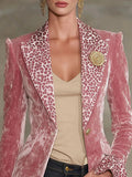 2025 Women's Coat Suit Long Sleeve Collar Digital Print Top Small Suit