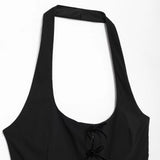 In The Autumn Of 2025, The New Women's Sleeveless Body-Free Sexy Bare Back Hanging Neck Fluffy Dress