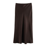 2025 Autumn New Women's Fashion Silk Silk Texture Multi-Color Printing Fan Flute Skirt