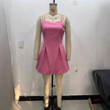 Sexy Dew-Back Party Dress Dress 2025 Summer Sleeveless Slings With Short Mini Dress