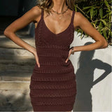 2025 Summer New Niche Knitted Sling Skirt Sexy Temperament Bag Hip Dress Dress Dress Woman