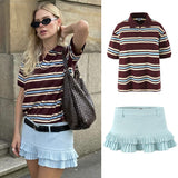 2025 Spring Long Sleeves Vintage Striped Spoo T-Shirts For Loose T-Shirts