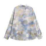 Unique Long-Sleeved Top Women's Spring 2025 New Dopamine Color Dizzled Chiffon Sleeve Shirt Set