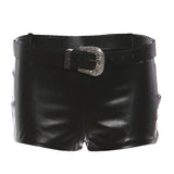 Fashion 2025 Autumn And Winter New Women's Clothing Jennie The Same Babes Leather Spliced Hanging Neck Vest Hip Shorts