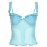 2025 Spring Fashion Trend Women's New Sling Tape A Word Shoulder Repair Body Yarn Net Bare Back Small Vest