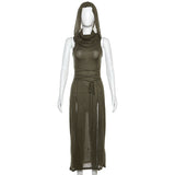 2025 Summer Fashion Trend Women's New Hooded Loose Under The Fork Personality Dress